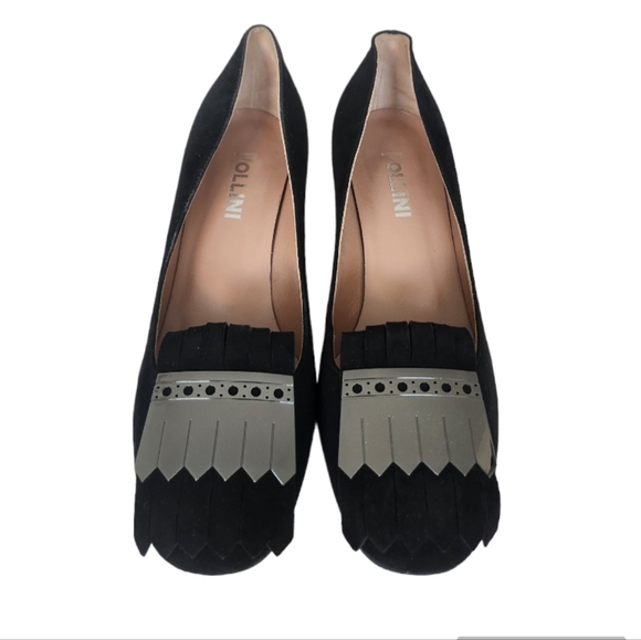 Pollini Shoes - Pollini Black Suede Leather Pumps